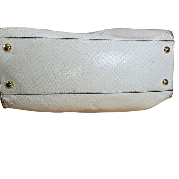 Rare White Michael Kors Snake Leather Python Hamilton Purse Satchel 35S5SHLT3N - Picture 10 of 12
